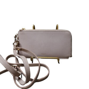 Russet L Shape Zip-Around Wallet Beige w/ Croosbody Strap 3 Card Slots Japanese